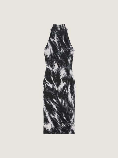 HALTERNECK DRESS IN ANIMAL JACQUARD VISCOSE