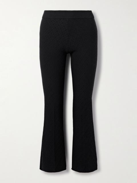 Kick It cropped cotton-blend jacquard flared pants Black