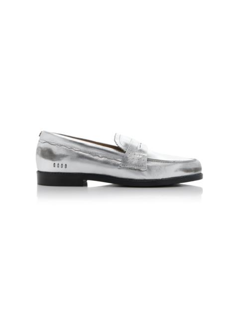 Jerry Metallic Leather Loafers silver