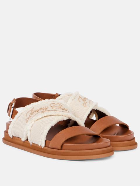Joa embroidered canvas and leather sandals