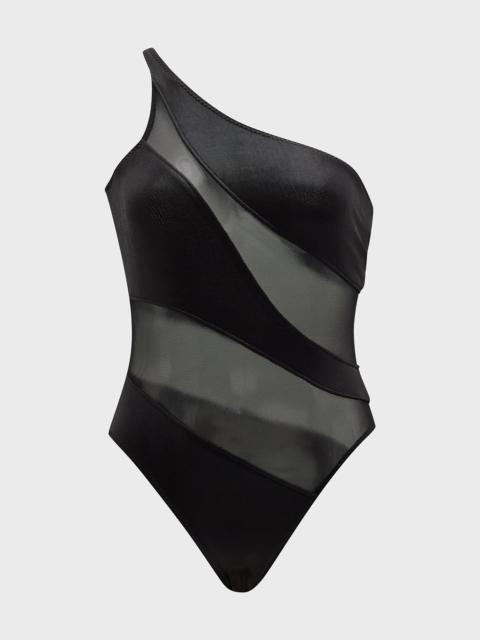 Lame Snake Mesh Mio One-Piece Swimsuit