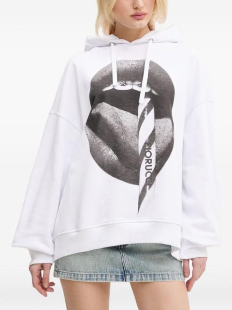 graphic-printed cotton hoodie
