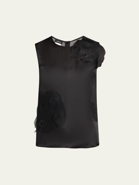 Embellished 3D Anemone Silk Organza Blouse