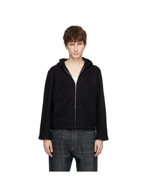 Black Wool Zip Hoodie