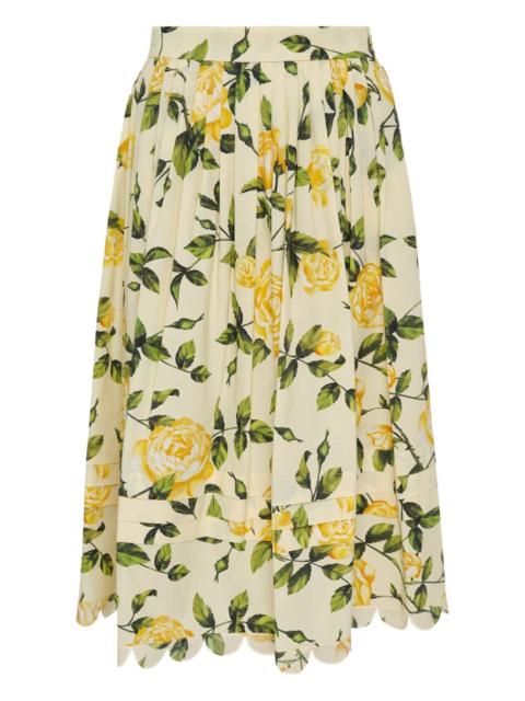 pleated floral-print skirt