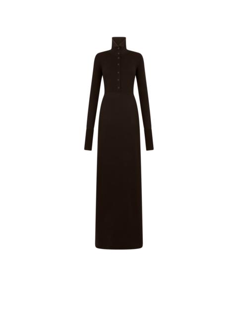 LONG OPEN TURTLENECK CASHMERE DRESS