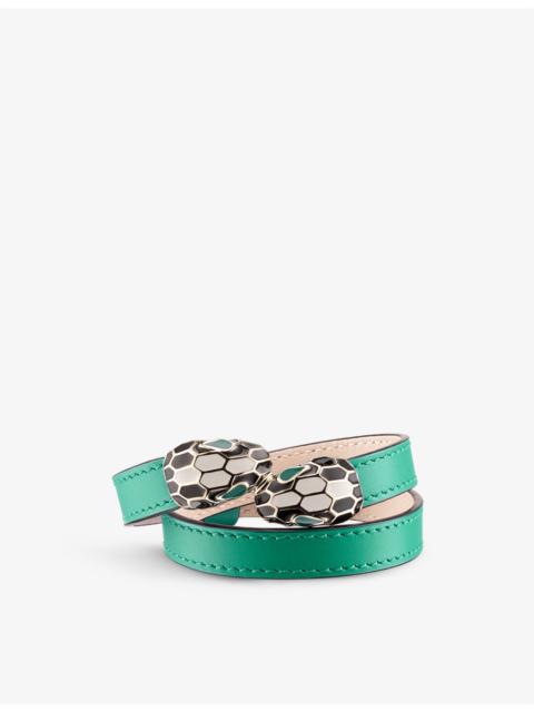 Serpenti Forever wrap-around leather and enamel bracelet