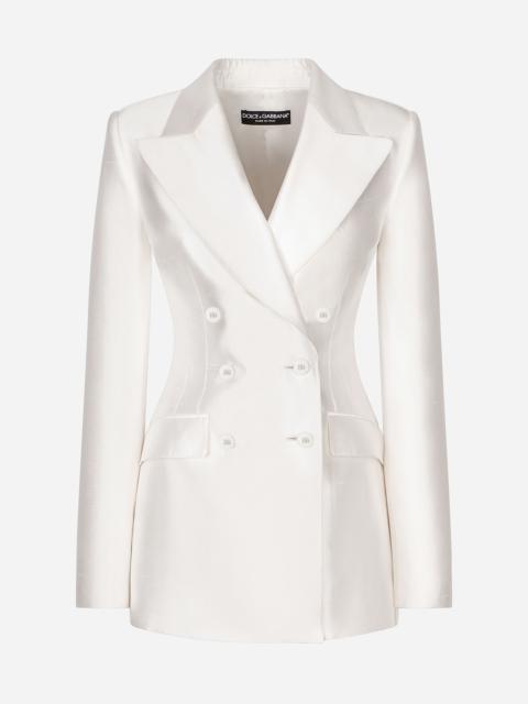 Double-breasted shantung Turlington blazer
