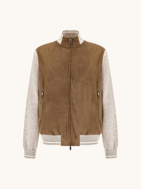 HYBRID BOMBER IN PIUMA COTTON WITH AQUALEATHER SUEDE