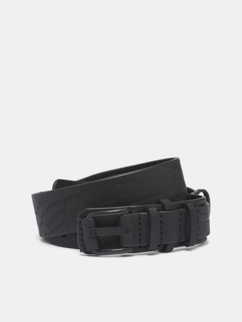 Black Leather Tonal Buckle Belt
