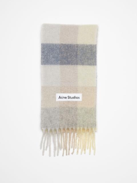 Mohair checked scarf - Vanilla/beige/lavender