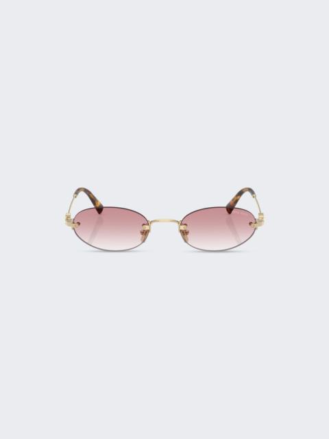 Rimless Oval Sunglasses Gradient Pink Lenses