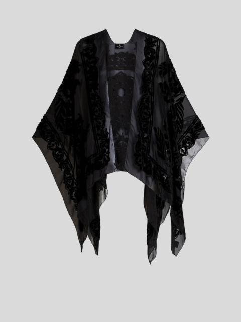 FLORAL BURNOUT VELVET CAPE