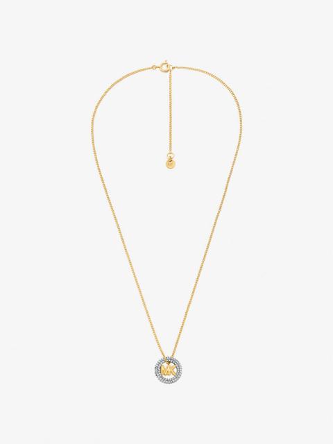 Pavé and Logo Charm Two-Tone Necklace