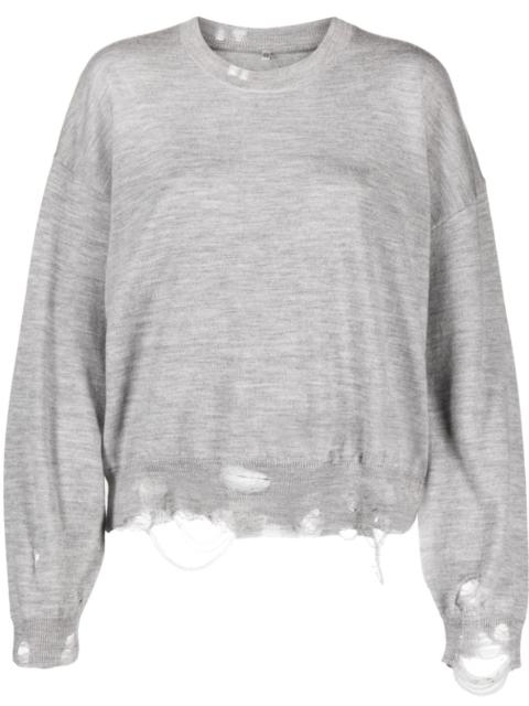 distressed merino-wool jumper