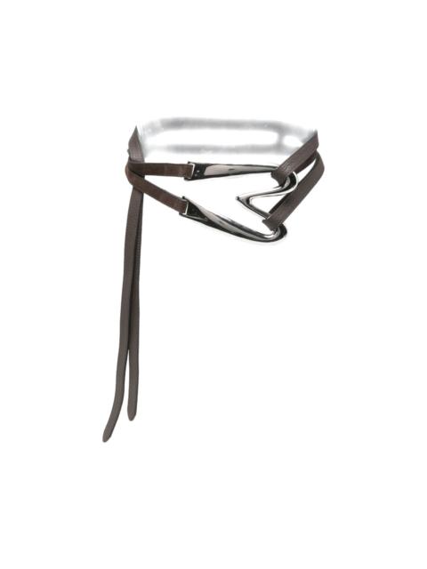 silver-tone buckle leather belt