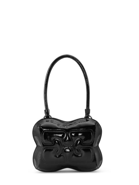 BLACK PATENT BUTTERFLY BAG
