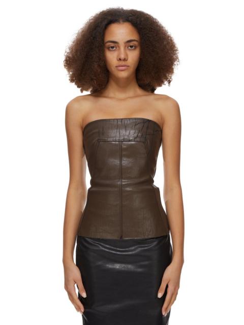 coated-finish cracked bustier top
