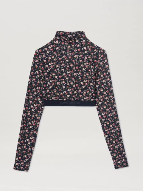 FLOWERS MOCK NECK LOGO TOP