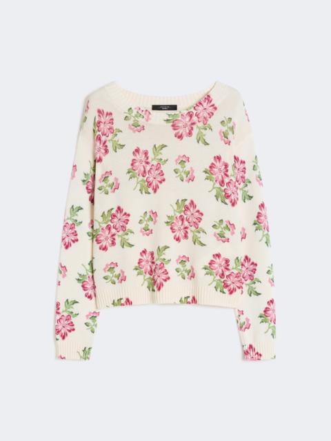 Floral printed cotton jumper - ECRU