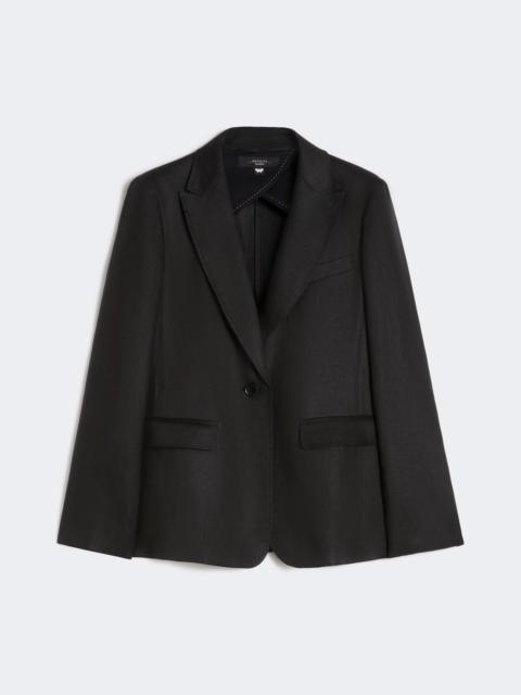Linen canvas blazer - BLACK