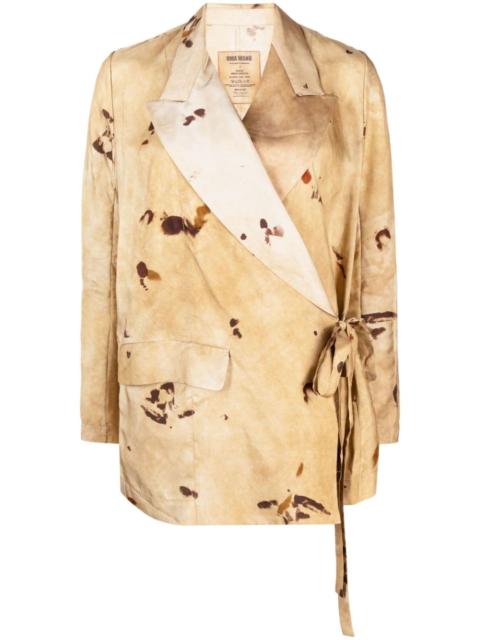 graphic-print side-fastening blazer