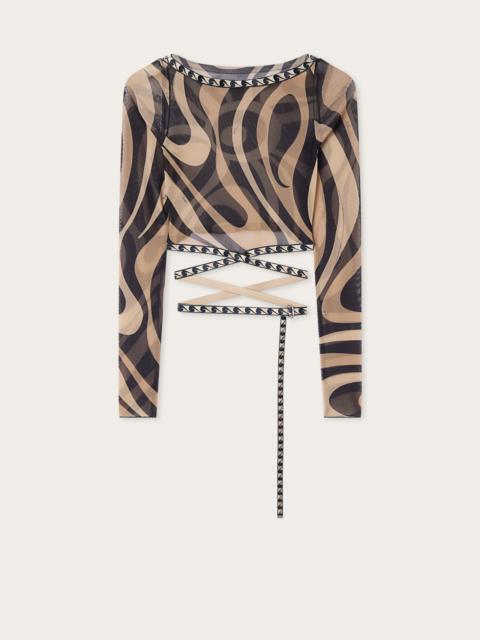 MARMO PRINT TULLE CROP TOP