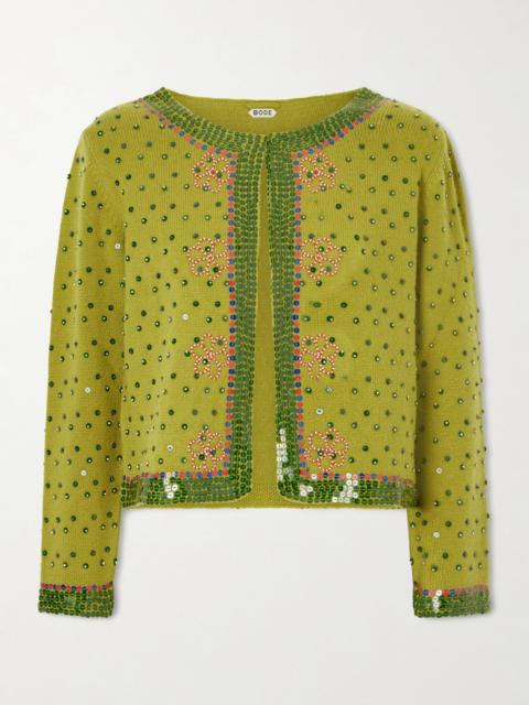 Fairy Floss Cropped Embellished Wool And Cashmere-blend Cardigan