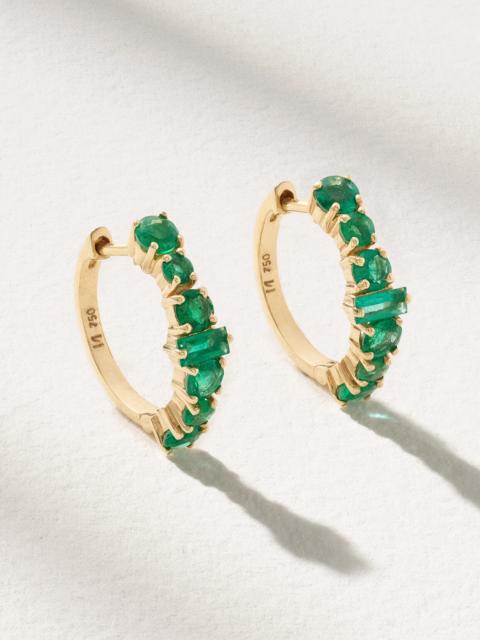 18-karat Gold Emerald Hoop Earrings
