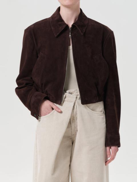 NAHLA CROPPED SUEDE JACKET IN ROOT