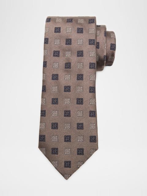 Men's Medallion Silk and Cotton Tie