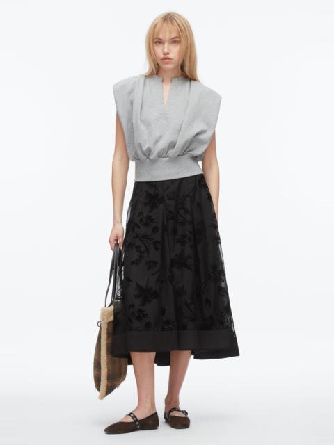 Flocked Organza Midi Skirt