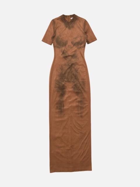 Trompe-l’œil suede dress - Cognac brown