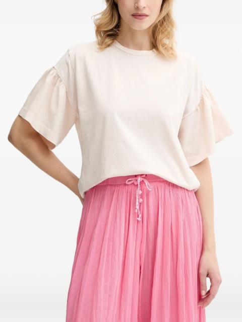 frill-sleeve crew-neck top