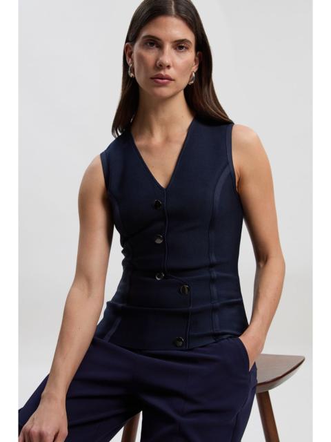 Figure Form Bandage Button Through Top