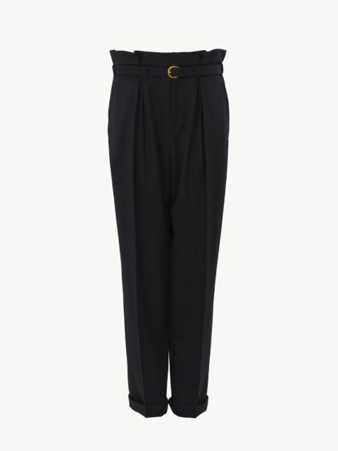 HIGH-RISE WIDE-LEG PANTS IN WOOL GRAIN DE POUDRE