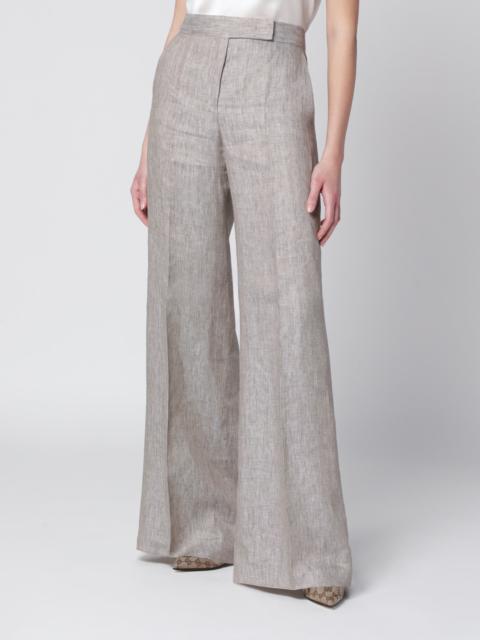 Beige chevron linen trousers
