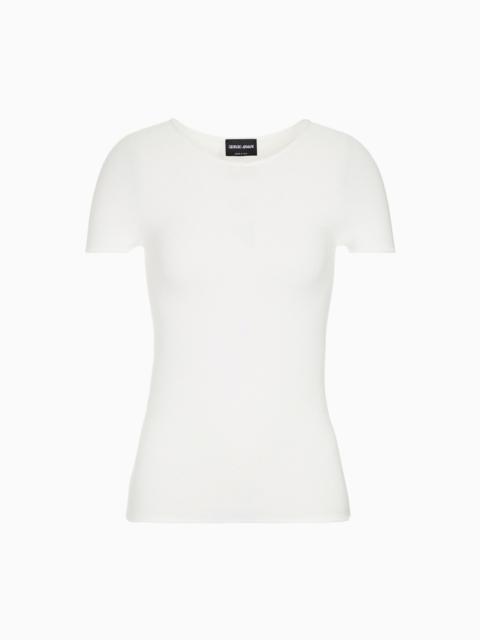 Links-stitch viscose short-sleeved jumper