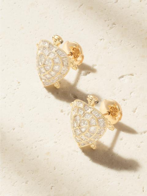 Tortue Coeur 9-karat Gold Diamond Earrings