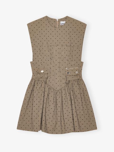 BROWN FLOCK SUITING CORSET MINI DRESS