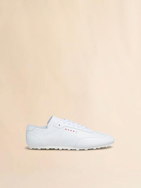 WHITE NAPPA LEATHER SOFTY SOCCER SNEAKER