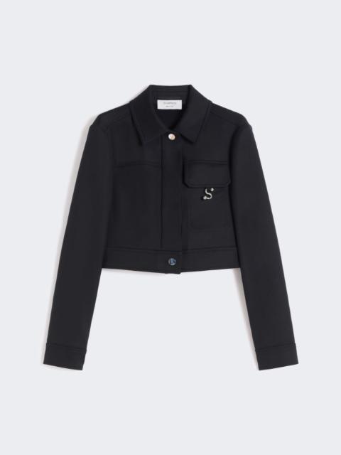 Short washed gabardine jacket - black
