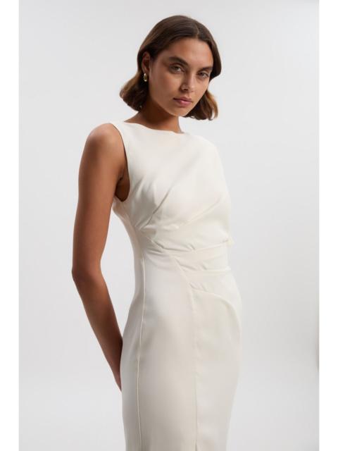 Soft Tailored Asymmetric Sleeve Midi Dress