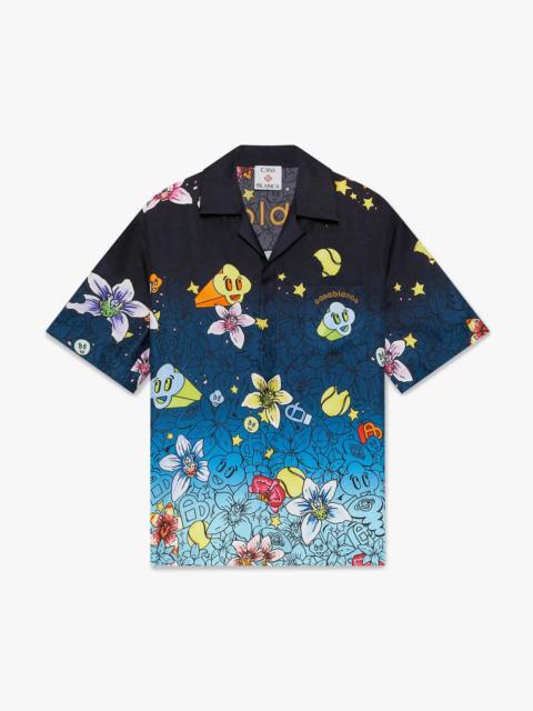 Collage D'Icones Graphiques Short Sleeve Silk Shirt