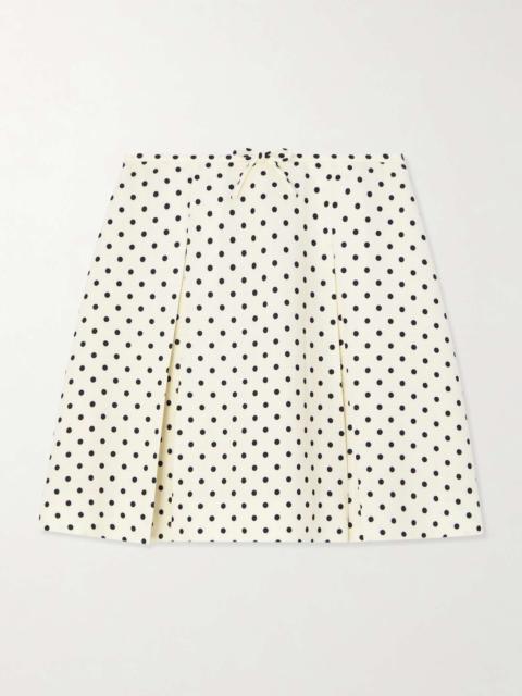 Aline polka-dot canvas mini skirt Cream