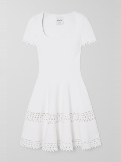 Editions laser-cut stretch-knit mini dress