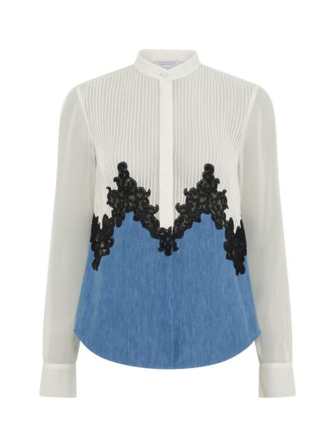 Kheti Lace Top in Light Blue Recycled Cotton Linen