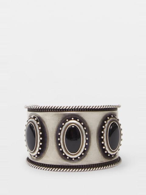 Luba Small Cabochon Engraved Cuff Bracelet