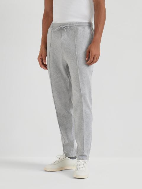 Cotton, cashmere and silk French terry double cloth trousers with Crête detail