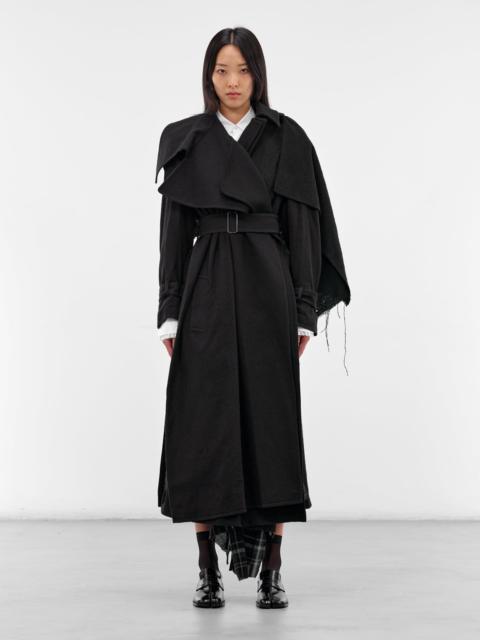 Black Wool Deconstructed Trench Coat